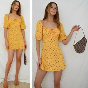 NEW Reformation Sette Dress Gwen Floral Bohemian Puff Sleeve Preppy Wedding